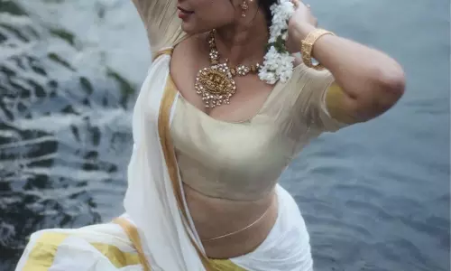 Payal Radhakrishna Adores in White and Gold Saree by the Water