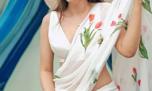 Shraddha Das Serves Floral Saree Fantasy