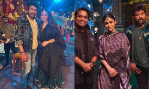 Pic Talk: Mouni Roy Sizzles Beside Chiranjeevi On Set!