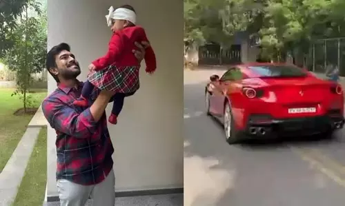Ram Charan Takes Daughter on Ferrari Ride