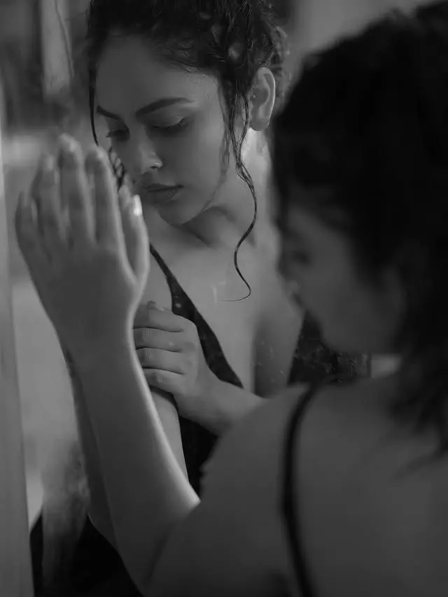 Nandita Swetha Sizzles In Monochrome Wet Look