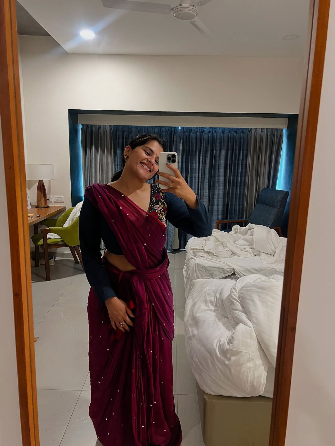 Kavya Kalyanram Effortlessly Elegant in Maroon Kavya Kalyanram Effortlessly Elegant in Maroon