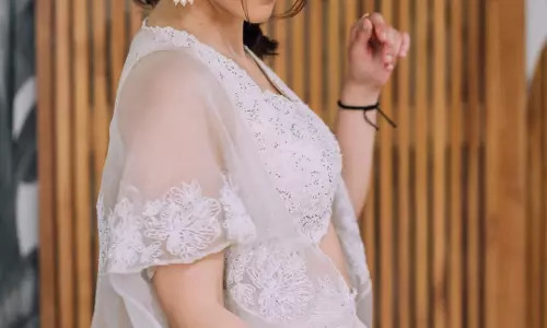 Mehreen Pirzada Dazzling in Elegant White Lace Dress