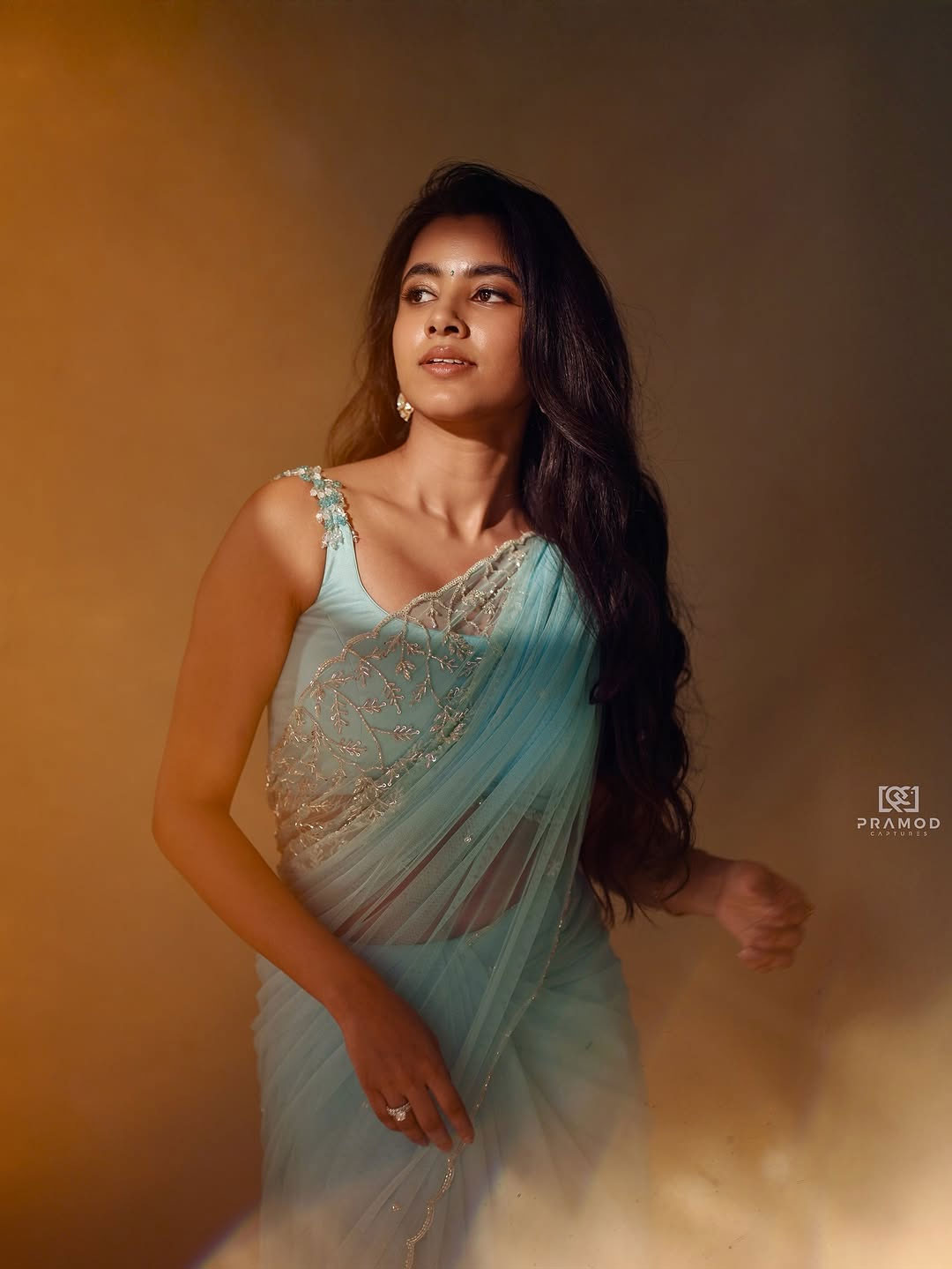 Shivani Nagaram Shines In Blue Saree Look