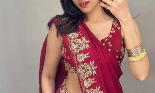 Nuveksha Is Athiloka Sundari in Red Saree