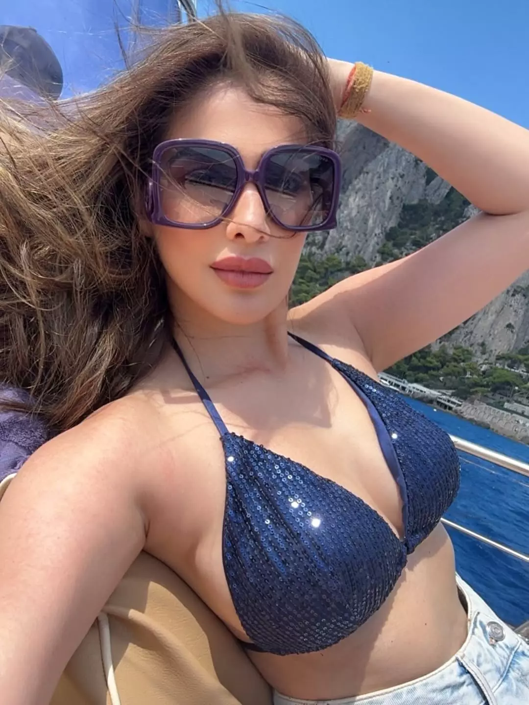 Raai Laxmi Enjoys Sun and Sea at Blue Grotto, Italy Raai Laxmi Enjoys Sun and Sea at Blue Grotto, Italy