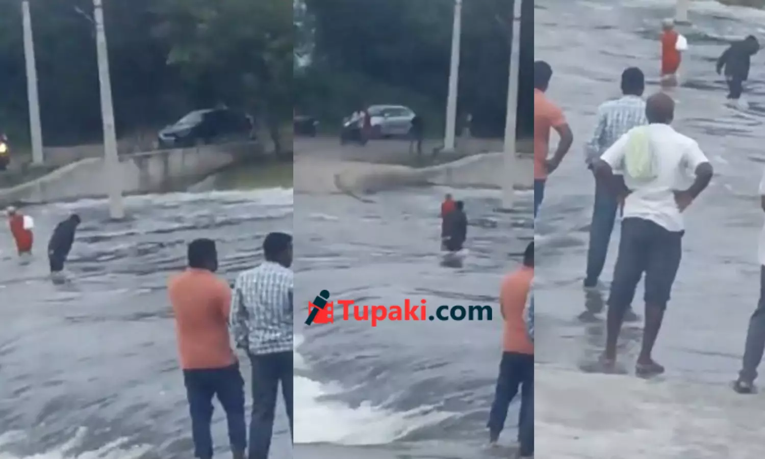 ప్రవాహానికి ఎదురెళ్లిన అవ్వ.. ఏం జరిగిందంటే..? వీడియో వైరల్..