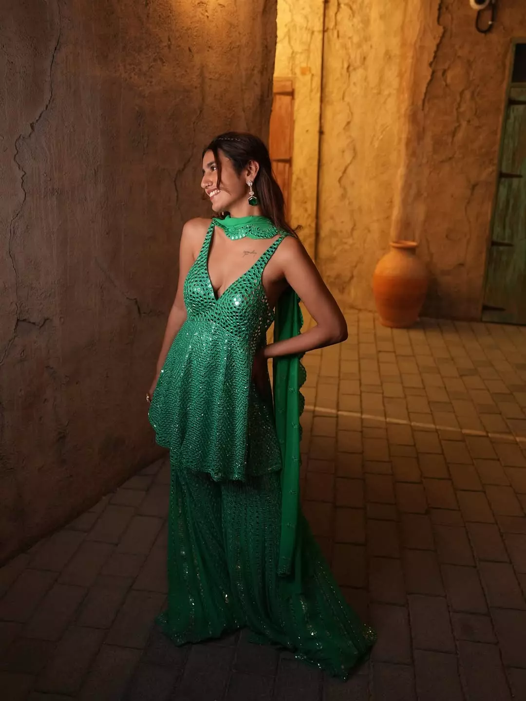 Priya Prakash Varrier Stuns in Elegant Green Lehenga