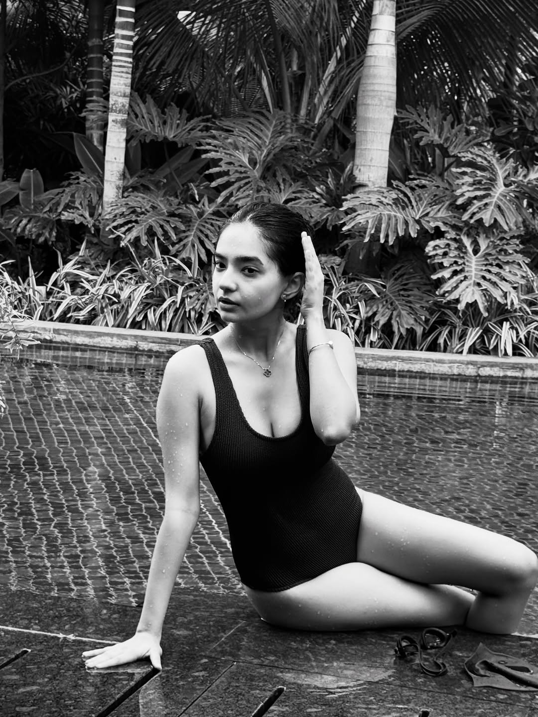 Anushka Shares Poolside Moment in Swim Suit