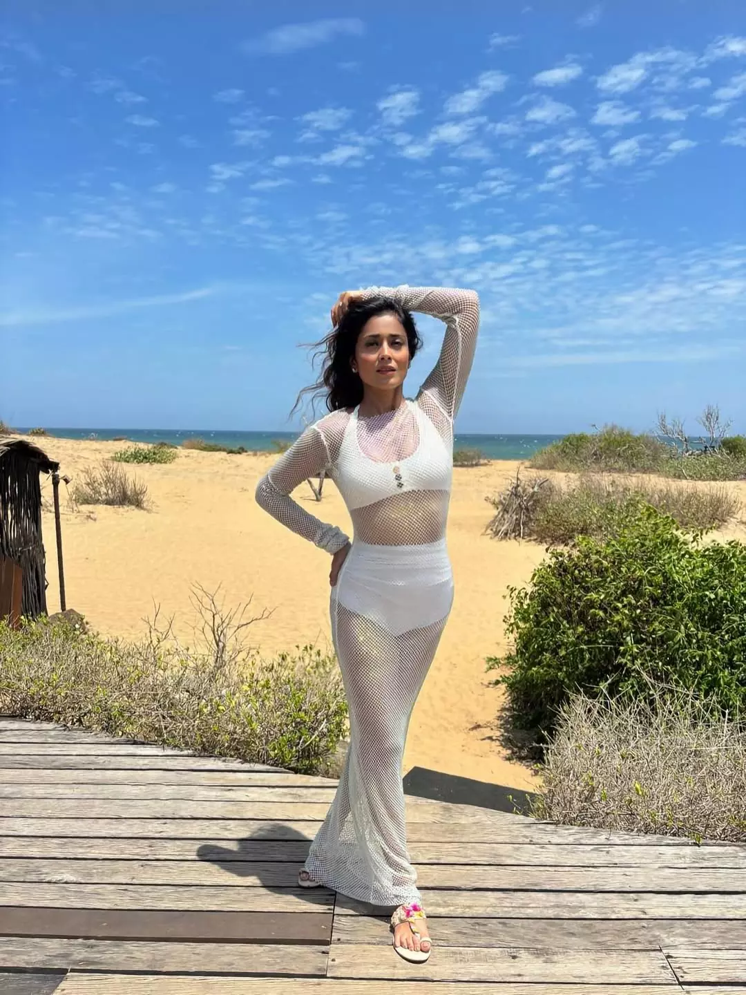 Shriya Saran Enjoys the Sunshine in a White Dress