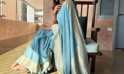 Anjali Graceful Vibes in Serene Blue Saree
