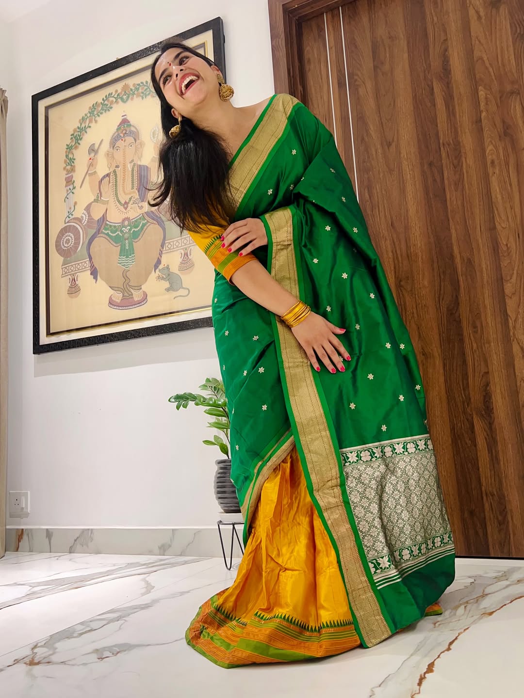 Kavya Kalyanram Glows in Vibrant Green Saree for Diwali Kavya Kalyanram Glows in Vibrant Green Saree for Diwali