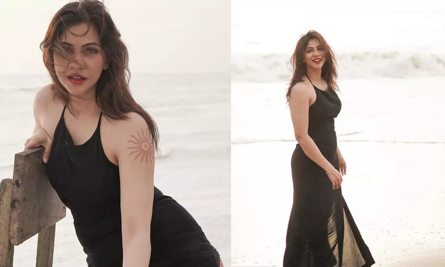 బీచ్ ఒడ్డున బ్లాక్ డ్రెస్ లో అందాలతో హీట్ పెంచిన మడోన్నా..