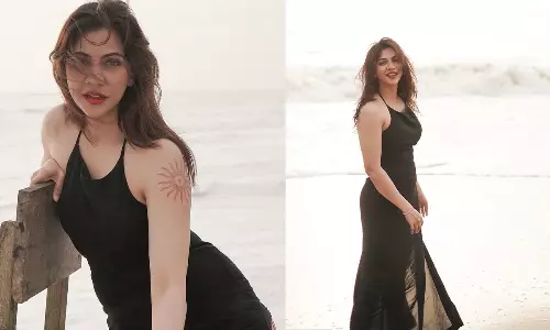 బీచ్ ఒడ్డున బ్లాక్ డ్రెస్ లో అందాలతో హీట్ పెంచిన మడోన్నా..