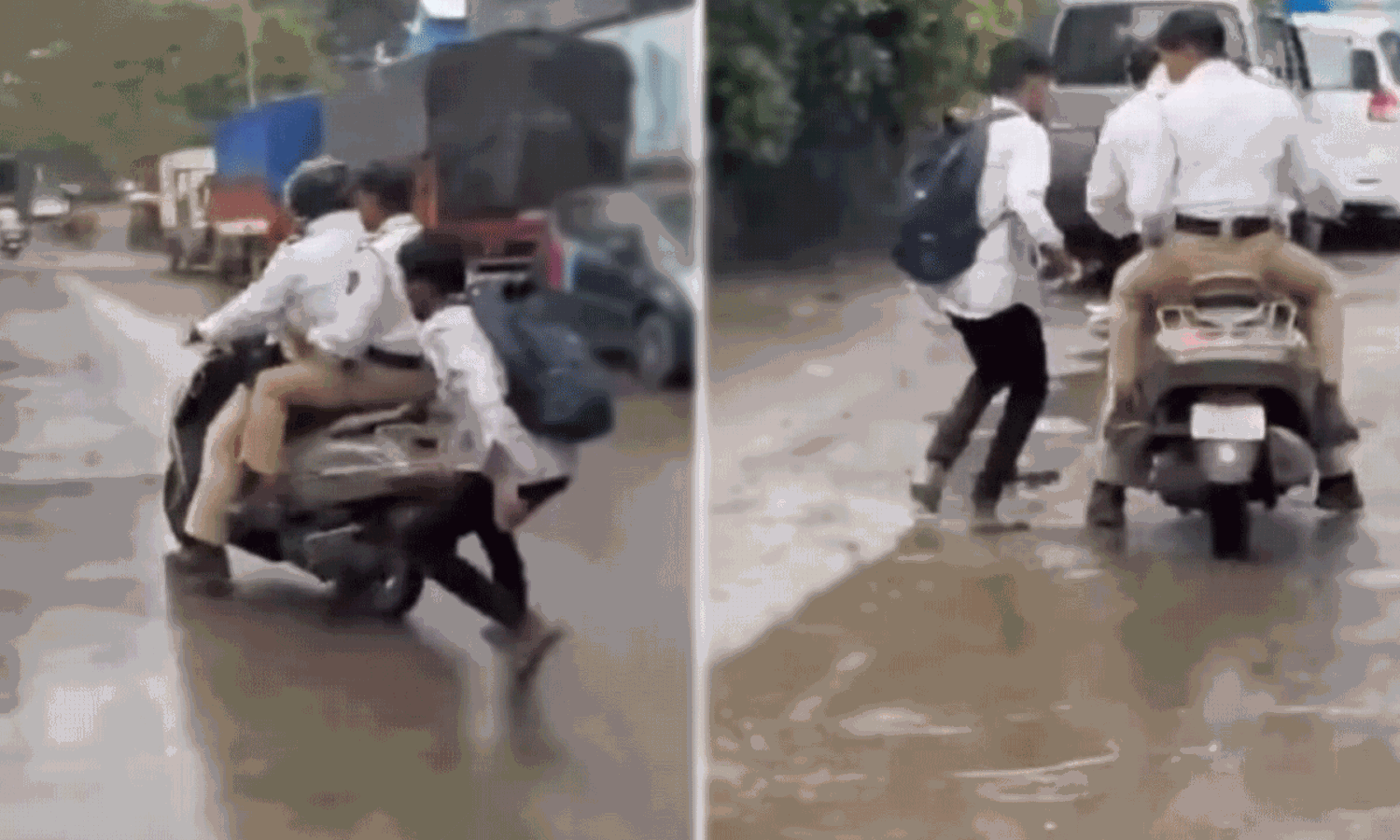 పోలీసులను చేజ్ చేసి చుక్కలు చూపించిన   విద్యార్థి... వీడియో వైరల్‌