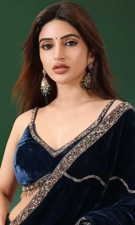 Sreeleela Stuns in Blue Velvet Saree Ahead of Mass Jathara Release