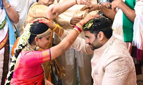 Chandrababu Naidu Blesses Newlyweds Nara Rohit and Sireesha