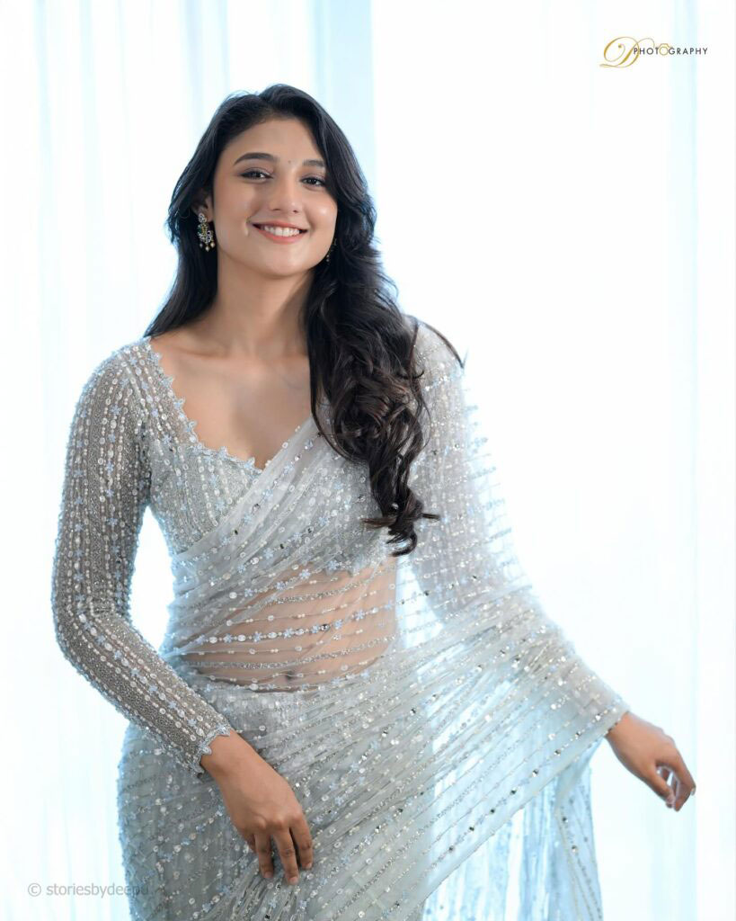 Ritika Nayak Stuns In Off- White Pearl Saree Ritika Nayak Stuns In Off- White Pearl Saree