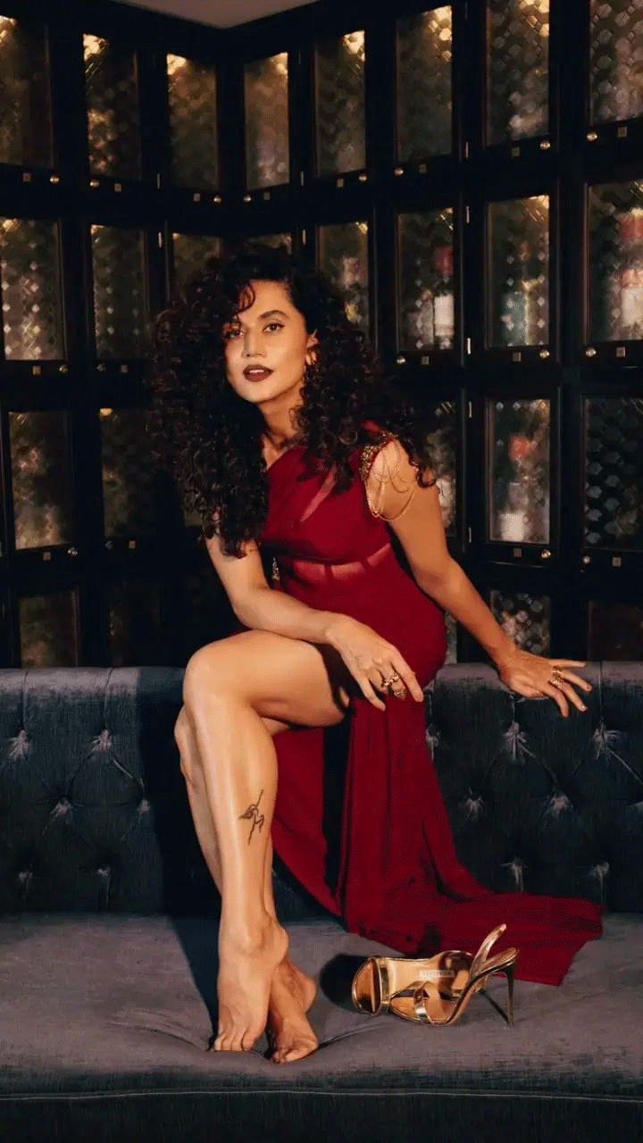 Taapsee Pannu Redefines Bold Beauty in a Stunning Maroon Gown