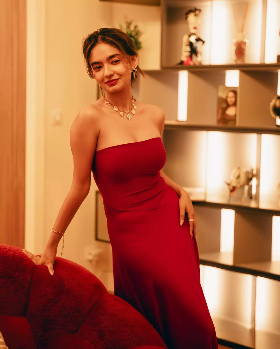 Anushka Sen Steals the Spotlight in a Fiery Red Dress