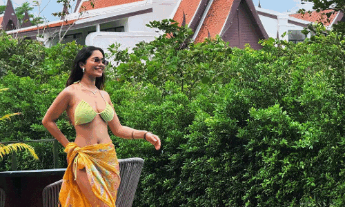 Tropical Tease: Ruhani Sharmas Sunset Sarong Glow