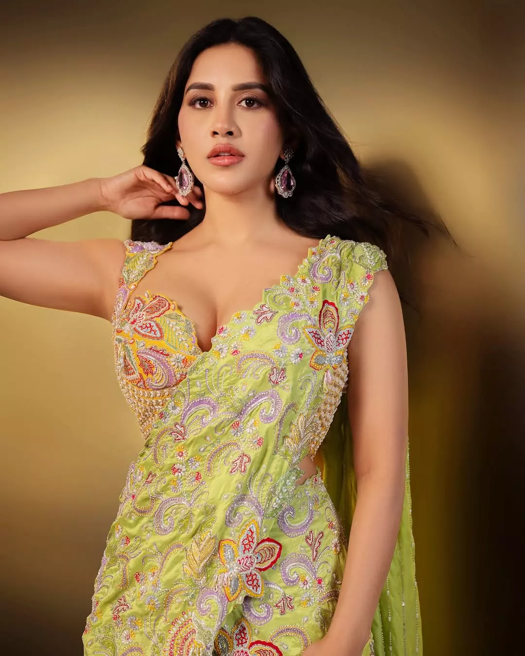 Nabha Natesh Stuns in Mustard Yellow Saree Nabha Natesh Stuns in Mustard Yellow Saree