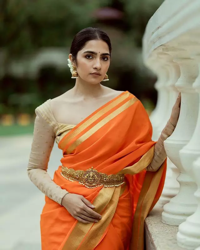 Rukmini Vasanth Stuns in Purple Silk Saree with Vintage Charm