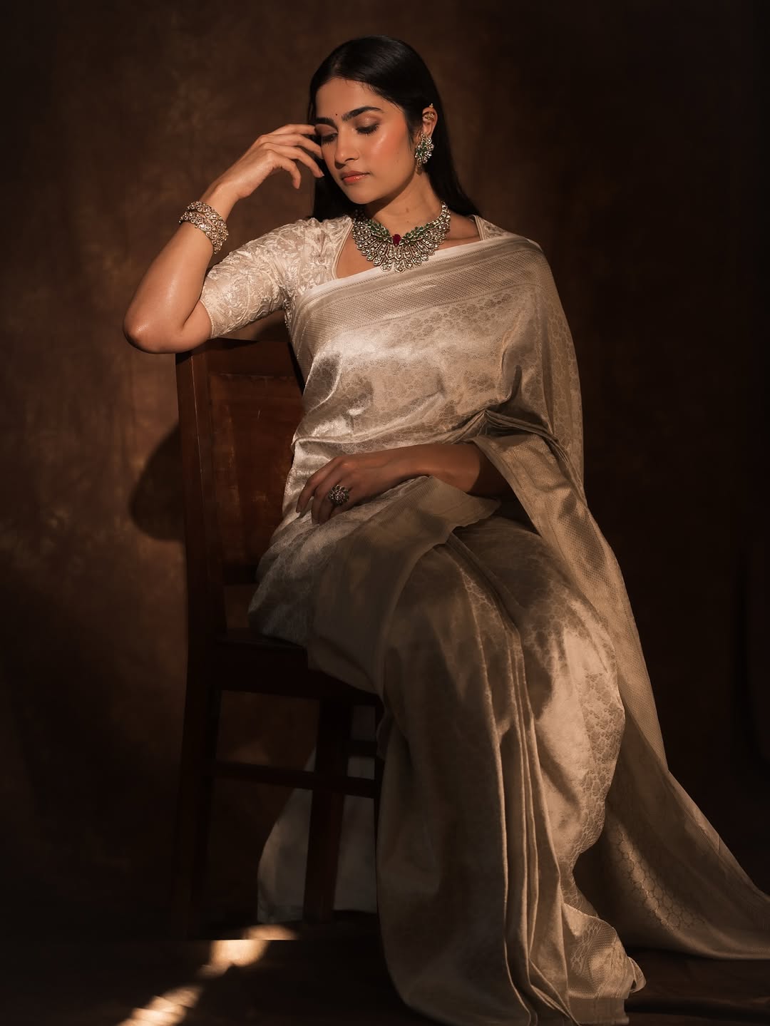 Rukmini Vasanth Stuns in Purple Silk Saree with Vintage Charm