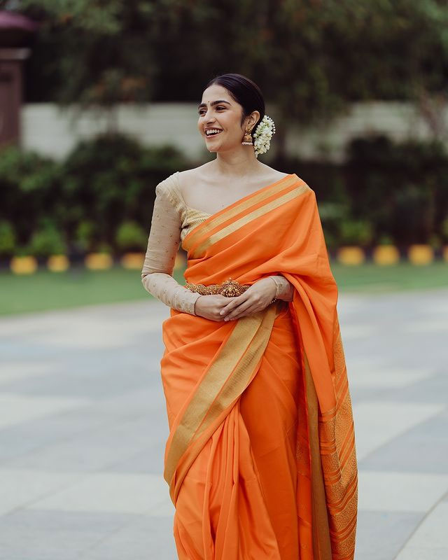Rukmini Vasanth Stuns in Purple Silk Saree with Vintage Charm Rukmini Vasanth Stuns in Purple Silk Saree with Vintage Charm