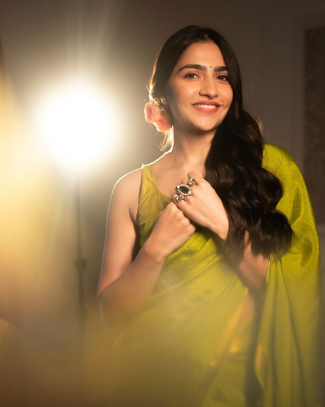 Rukmini Vasanth Stuns in Purple Silk Saree with Vintage Charm