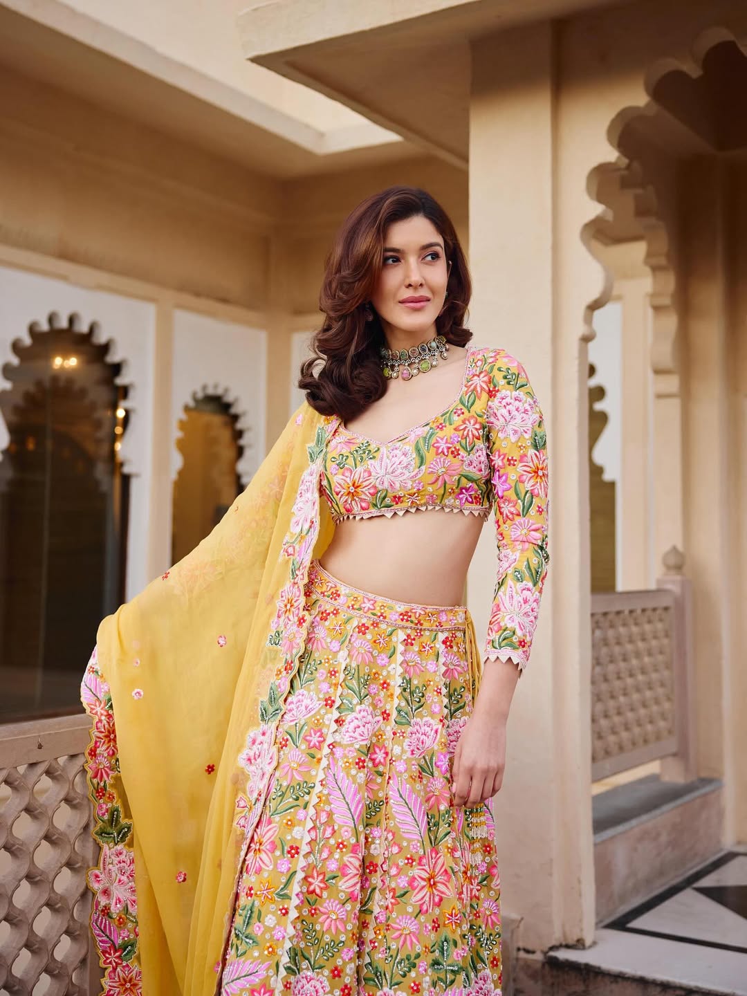 Shanaya Kapoor Radiates Heritage Elegance in Pastel Floral Lehenga