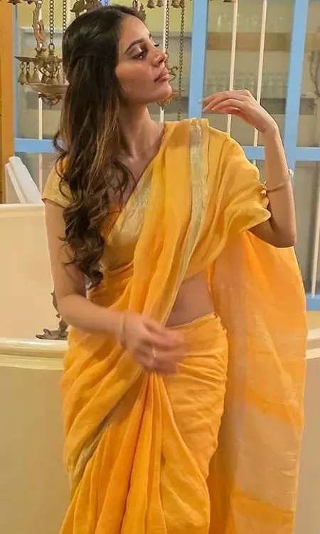 Kushitha Kallapu Glows in Marigold Magic: A Portrait of Desi Grace