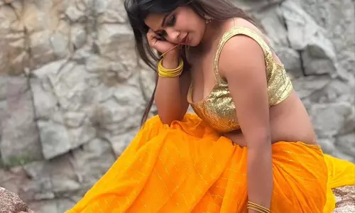 Inaya Sulthana Radiates Sunshine Elegance in a Golden Saree Look