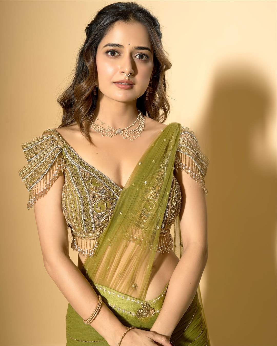 Ashika Ranganath Stuns in Pistachio-Green Saree