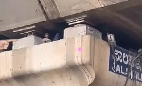 స్థలం ఎక్కడా దొరకలేదా నాయనా.. ఫ్లైఓవర్ స్తంభంలో పడుకున్నావ్? వైరల్ వీడియో