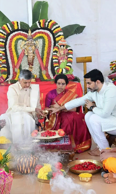 Nara Family Performs Special Pooja on Last Monday of Karthika Masam