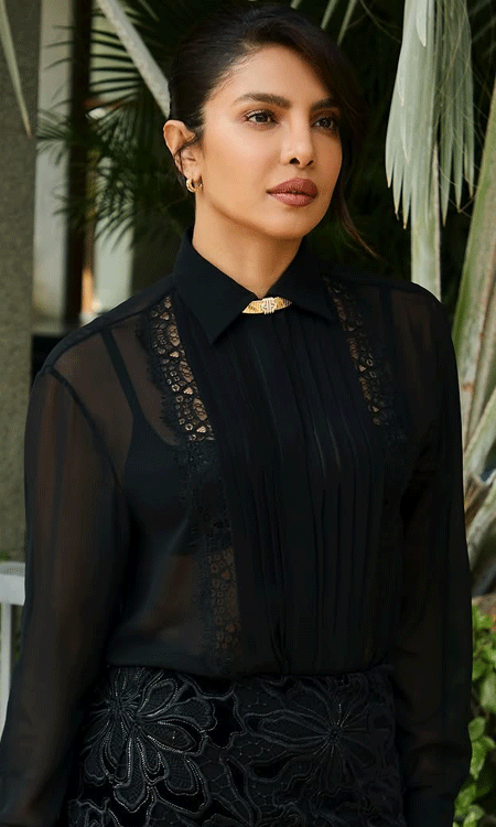 Priyanka Chopra Stuns in All-Black Power Look with Timeless Elegance