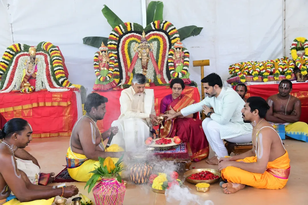 Nara Family Performs Special Pooja on Last Monday of Karthika Masam