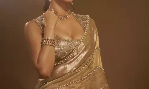 Disha Patani Stuns in Molten-Gold Saree, Redefines Old-World Glamour