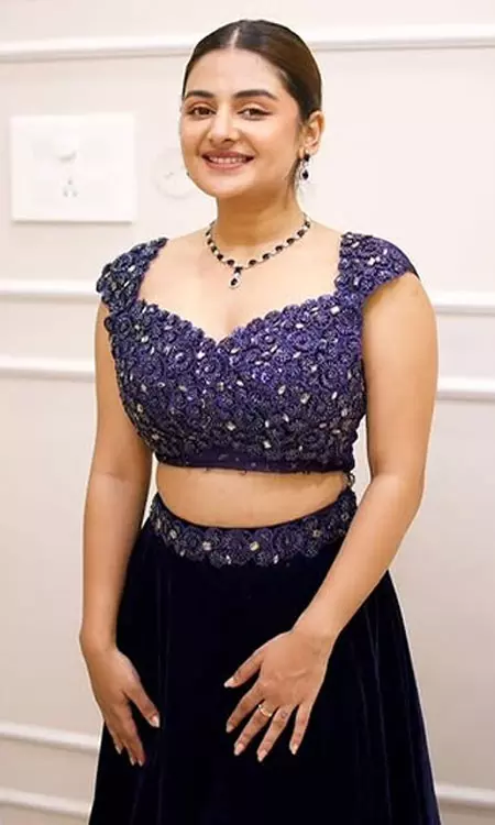 Esther Anil Stuns in Royal Blue Lehenga Photoshoot