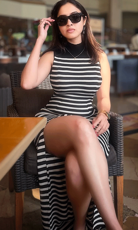 Priyanka Kholgade Stuns in black-and-cream midi for sunday brunch