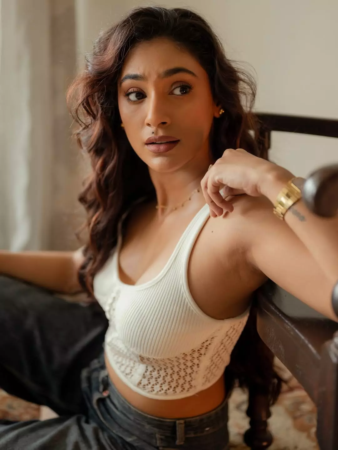 Anukreethy Vas Stuns in Elegant White Ensemble