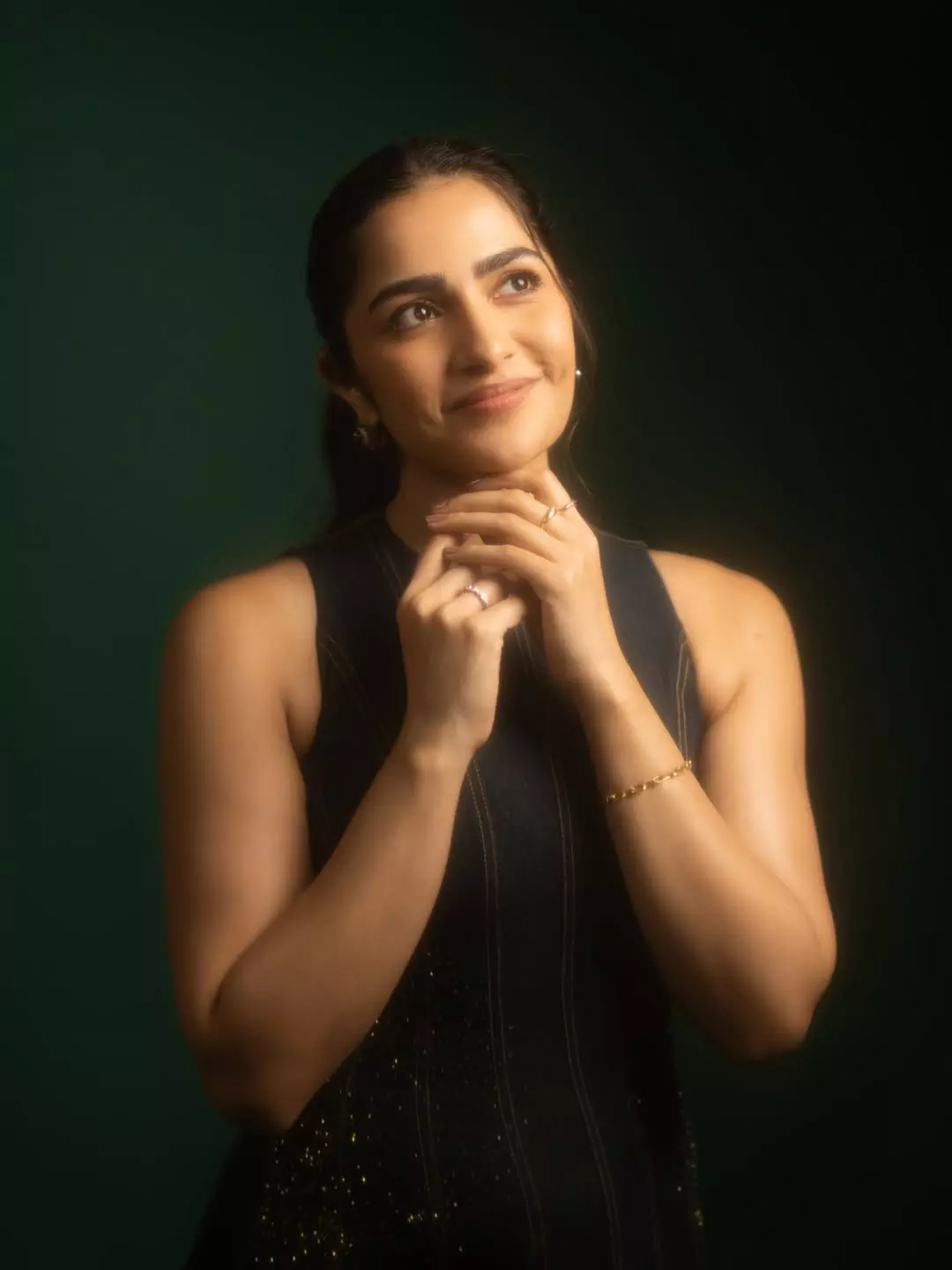 Rukmini Vasanth Dazzles In Green Glam Gown Rukmini Vasanth Dazzles In Green Glam Gown