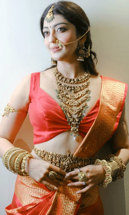 Pranitha Subhash stuns in royal kanjeevaram at times fashion week