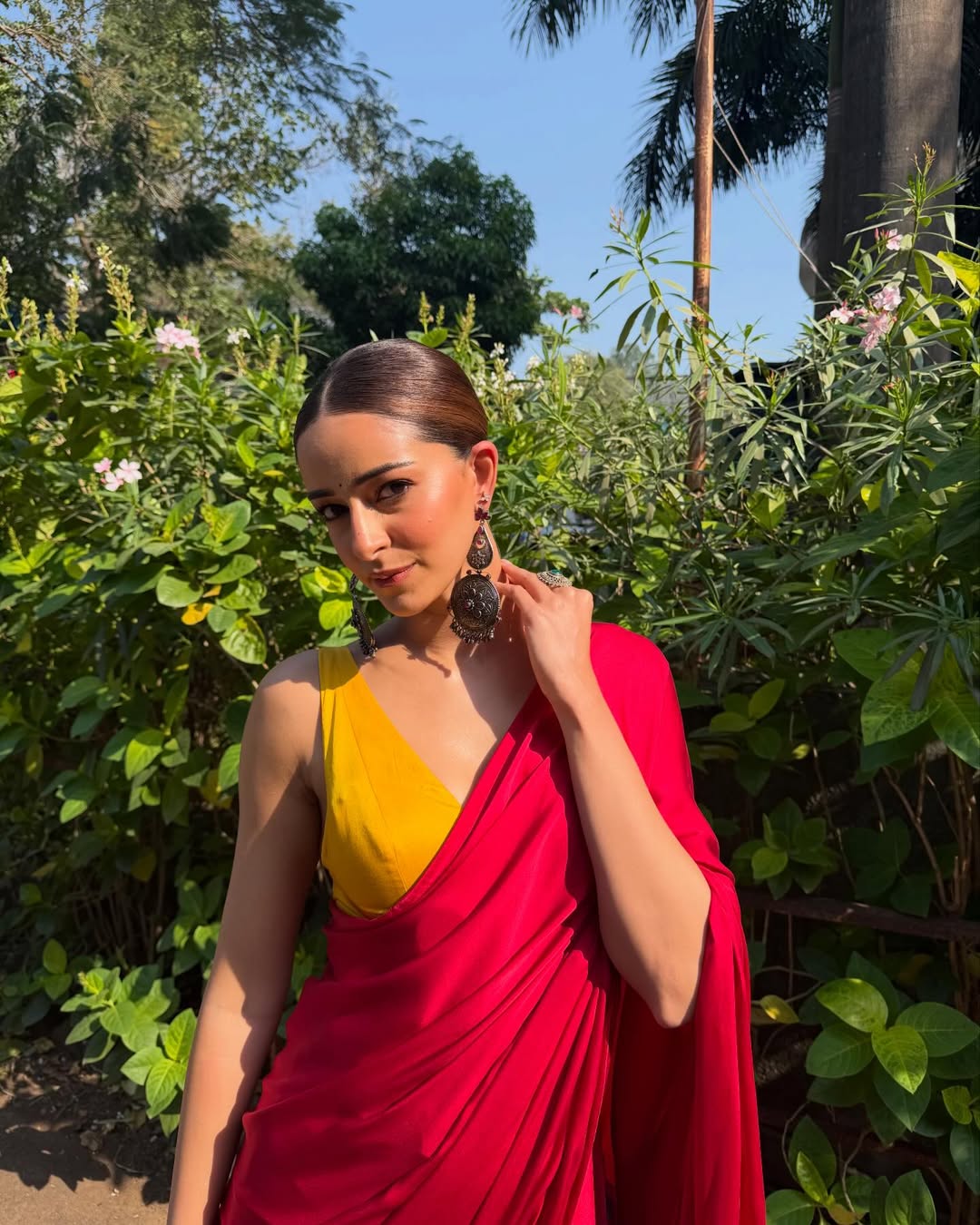 Ananya Panday Shines in Red Saree & Denim Magic Ananya Panday Shines in Red Saree & Denim Magic