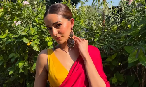 Ananya Panday Shines in Red Saree & Denim Magic