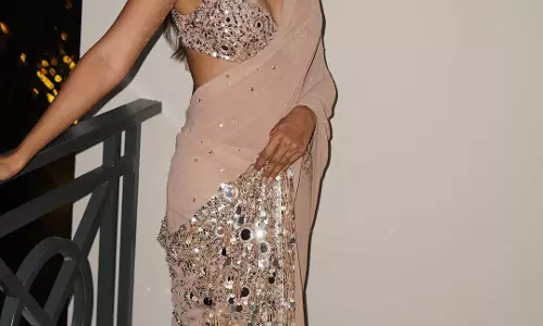 Sonam Bajwa Stuns in Soft Pink Embellished Sari