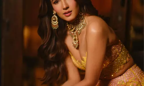Sonal Chauhan Shines in Yellow Floral Silk Lehenga