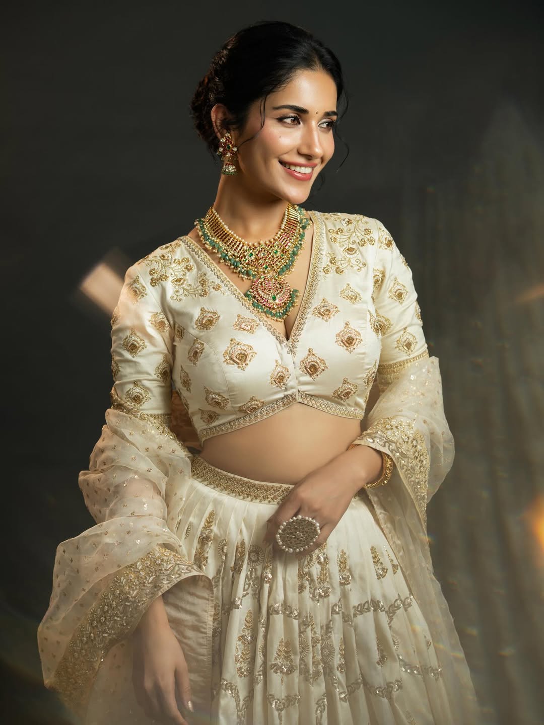 Ruhani Sharma Looks Dreamy in Ivory Bridal Lehenga Ruhani Sharma Looks Dreamy in Ivory Bridal Lehenga