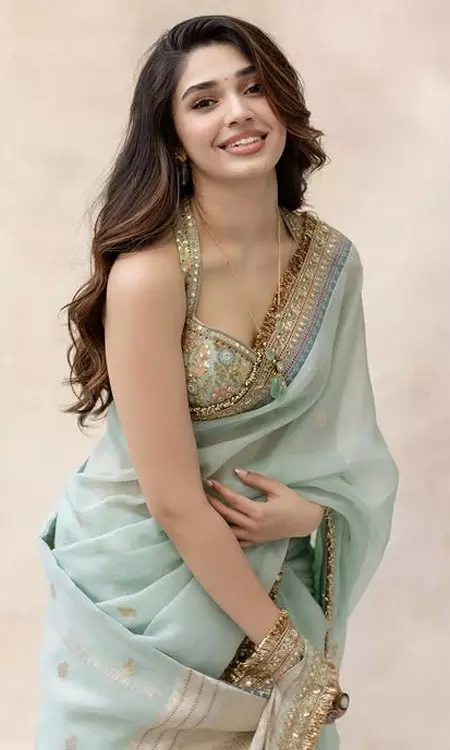 Krithi Shetty in a Soft Pastel Saree Look